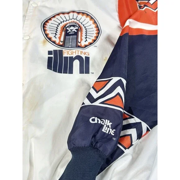Vintage Illinois Fighting ILLINI Chalk Line Fanimation Jacket XL USA 90s RARE
